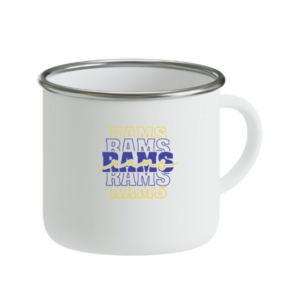 Rams Stacked  ,White Enamel Mug 12 OZ