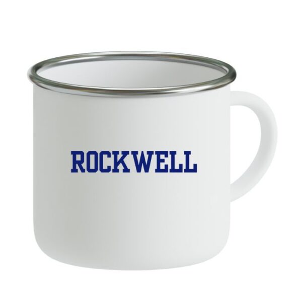 Rockwell ,White Enamel Mug 12 OZ